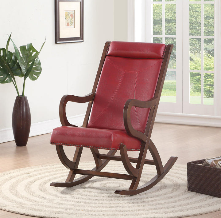 Nailhead Trim Rocking Chair - Burgundy