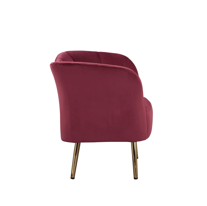 Velvet upholstered accent chair - Burgundy