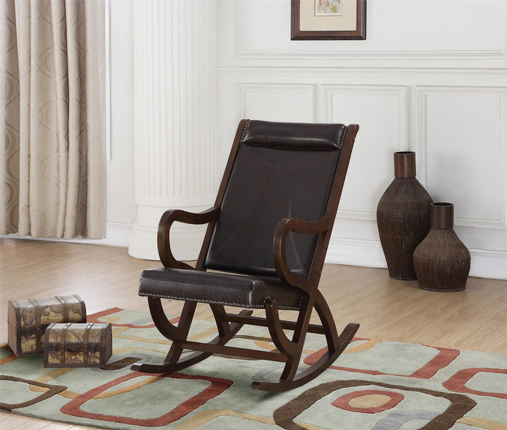 Rocking Chair with Nailhead Trim - Espresso