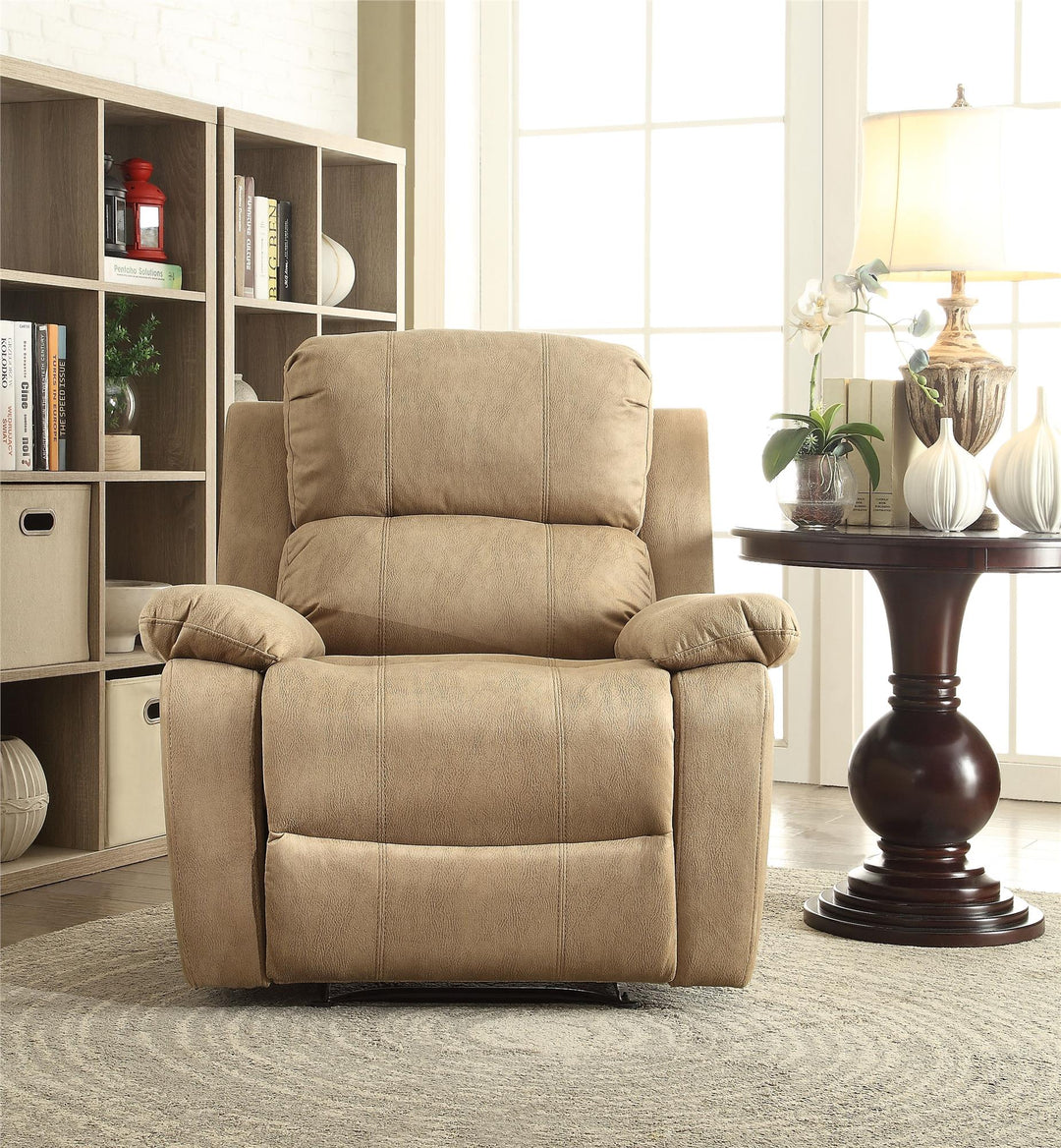 Microfiber Upholstery and Memory Foam Seat motion recliner  - Light Brown