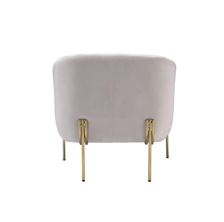 Stationary seat Accent Chair with Velvet Fabric - Beige