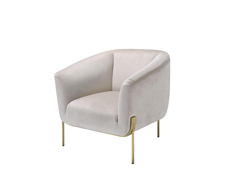 Accent Chair with Velvet Fabric and Elegant Chrome Legs - Beige