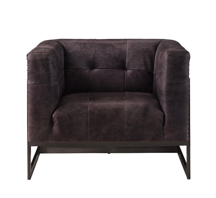 Sagat Leather Accent Chair with Wood Panels - American Ebony