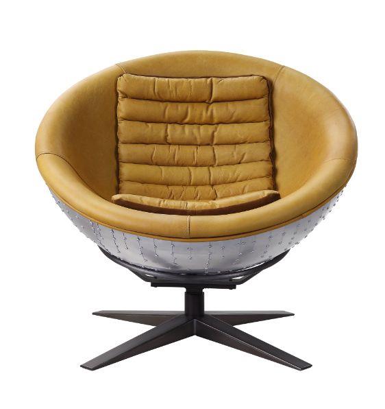 Brancaster Accent Chair with a Retro-Futurist Design - Yellow