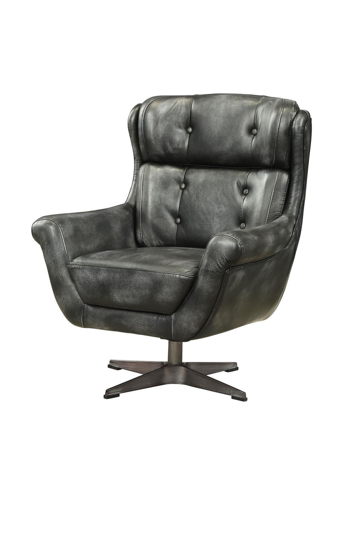  top grain leather upholstery Accent Chair - Black