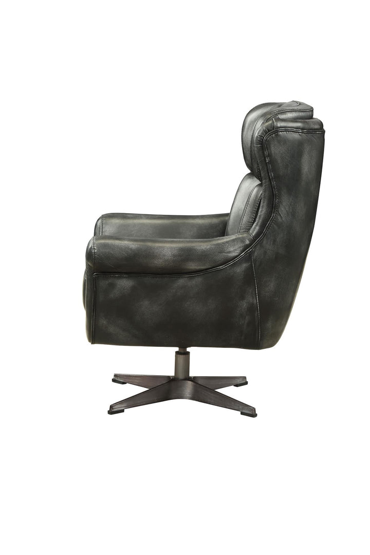 Armrest Accent Chair with Swivel Base - Black