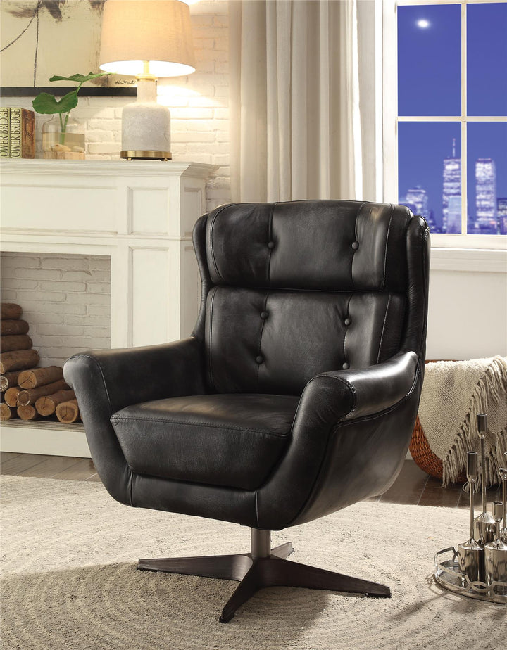 Modern touch Accent Chair with Swivel Base - Black