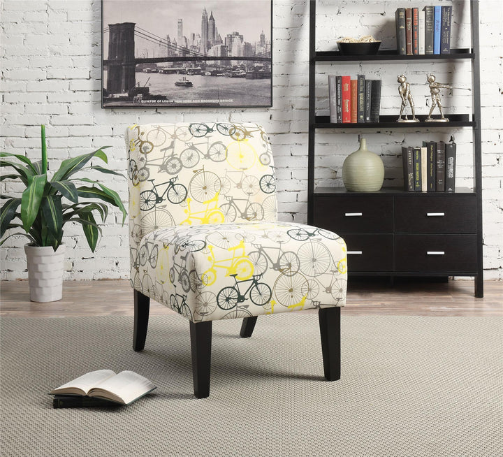 contemporary Upholstered Armless Accent Chair with padded seat and back - White