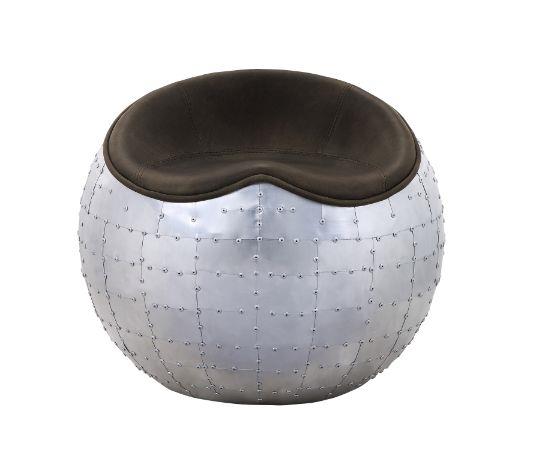Brancaster Ottoman with Whimsical Round Aluminum Base - Espresso