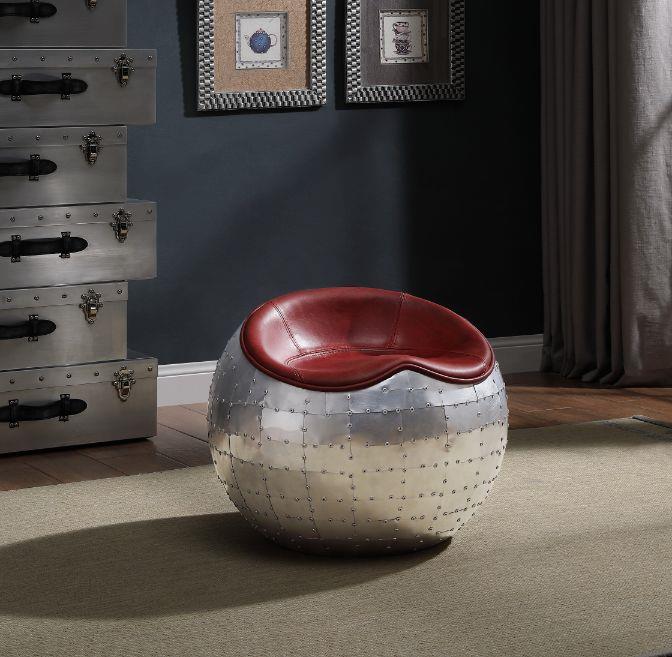 Round Lounge Ottoman - Red