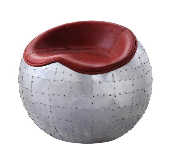 Round Aluminum Base ottoman - Red