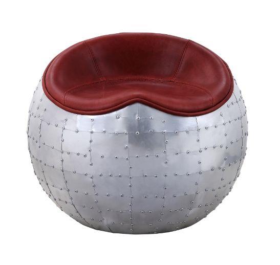 Brancaster Ottoman with Whimsical Round Aluminum Base - Red