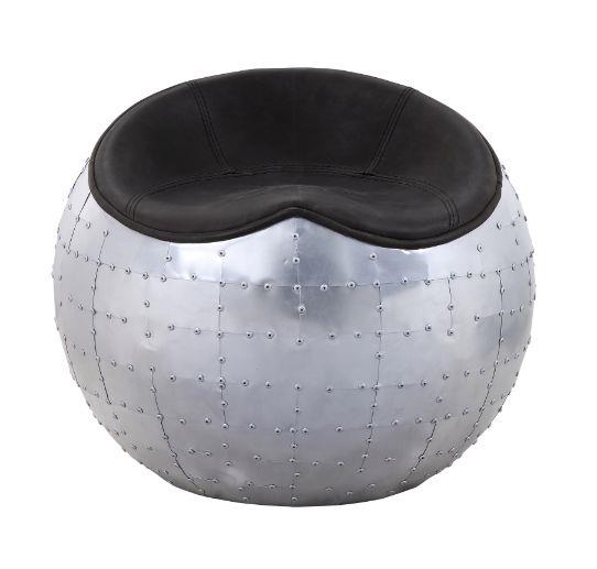 Brancaster Ottoman with Whimsical Round Aluminum Base - American Ebony