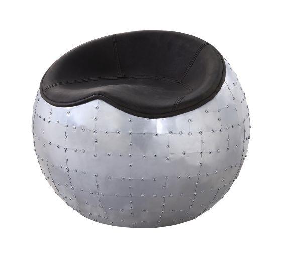 Round Aluminum Base ottoman - American Ebony