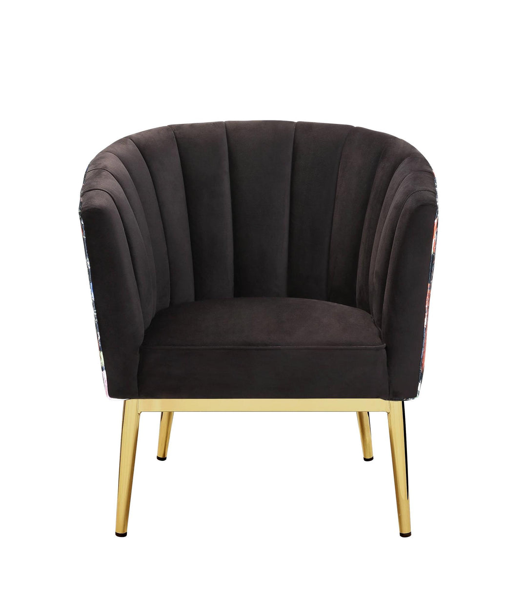 Colla Velvet Accent Chair with Metal Legs - Black