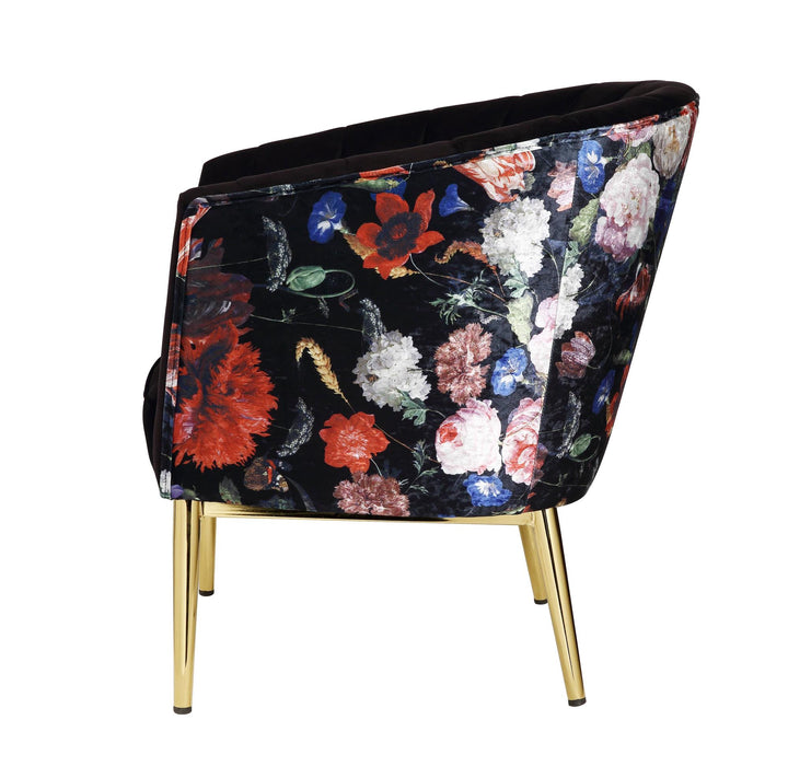 padded seat and back velvet accent chair - Black