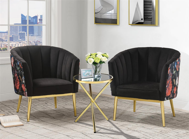 high backrest velvet accent chair - Black