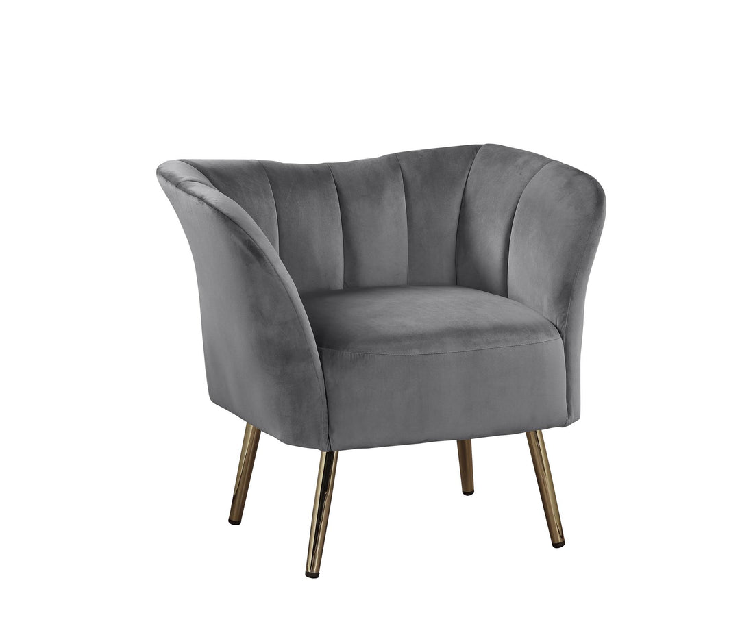 gold accent base velvet accent chair - Gray