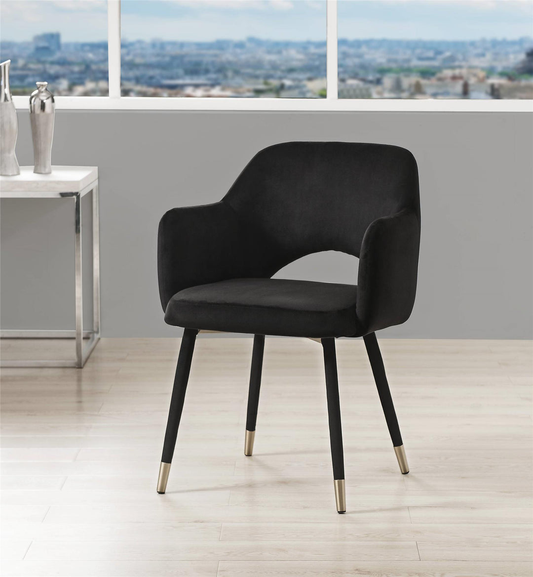 Velvet lounge chair - Black