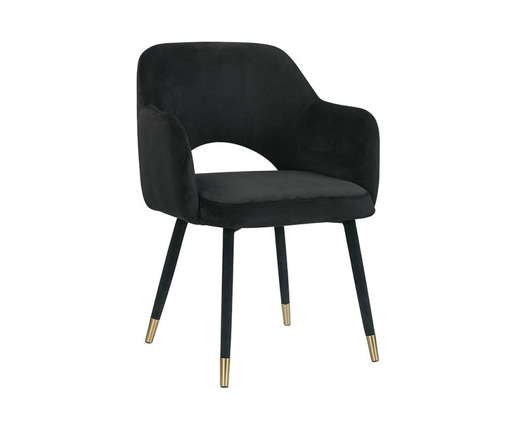square armrest velvet accent chair - Black