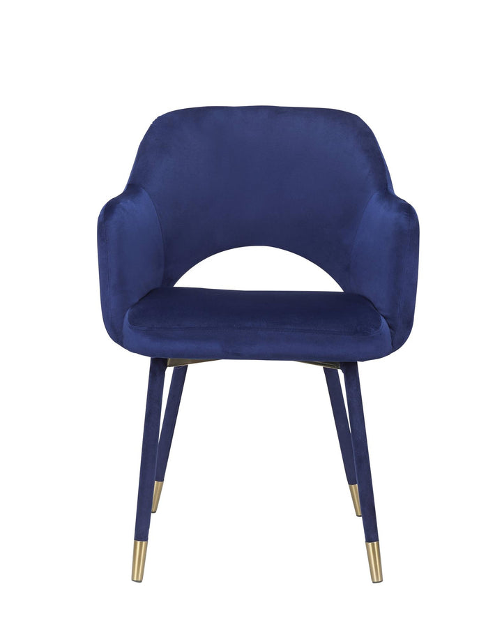Applewood Velvet Accent Chair with Open Framed Backrest - Blue