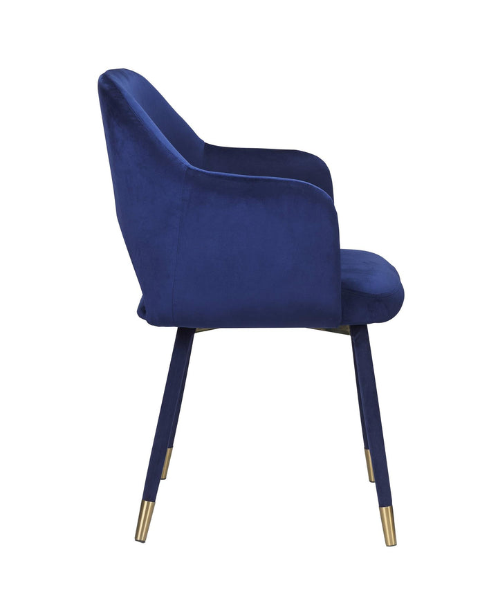 square armrest velvet accent chair - Blue