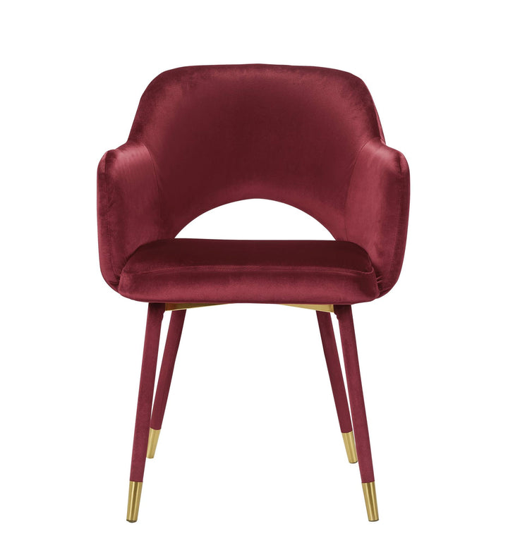 Applewood Velvet Accent Chair with Open Framed Backrest - Red