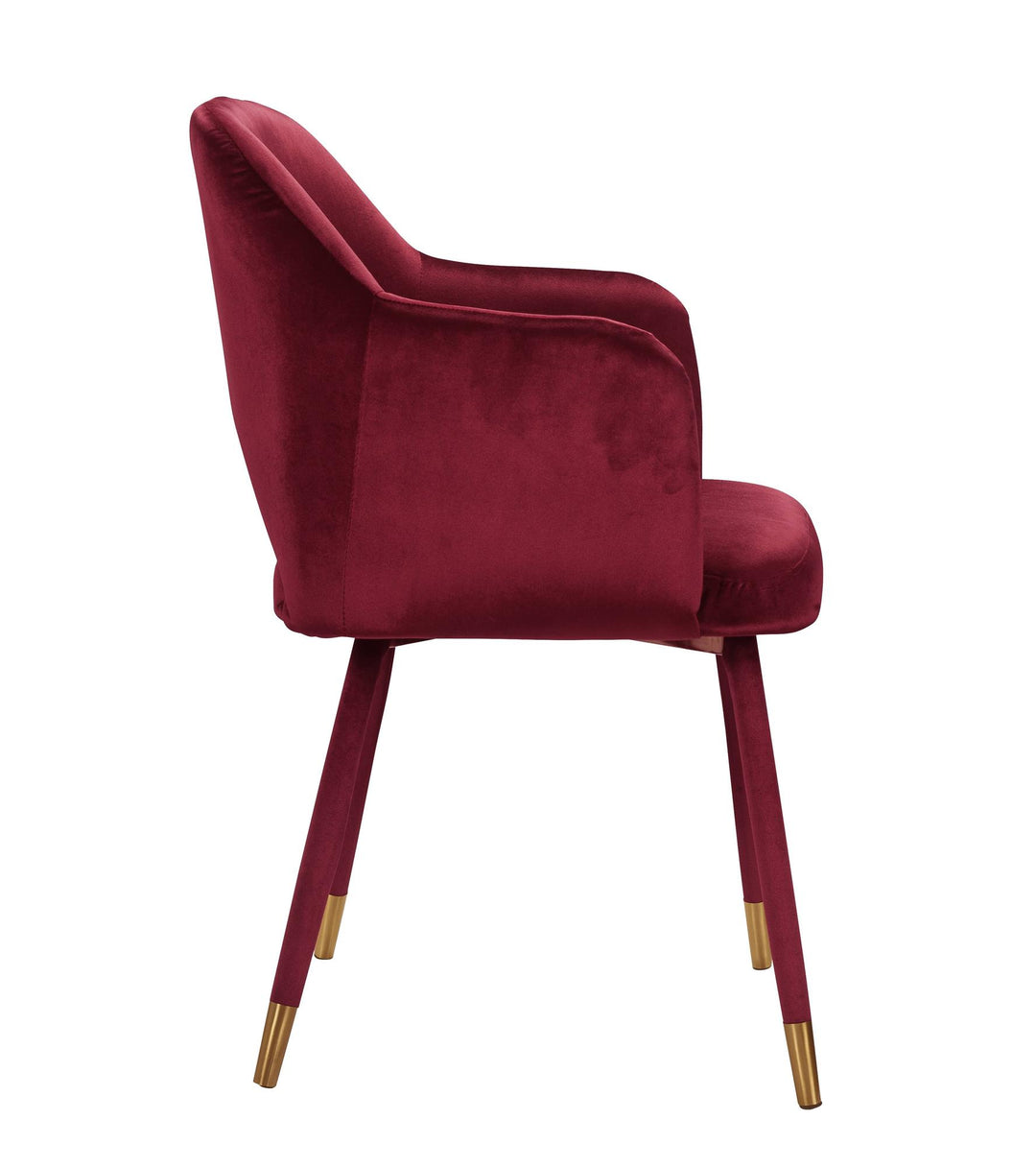 square armrest velvet accent chair - Red