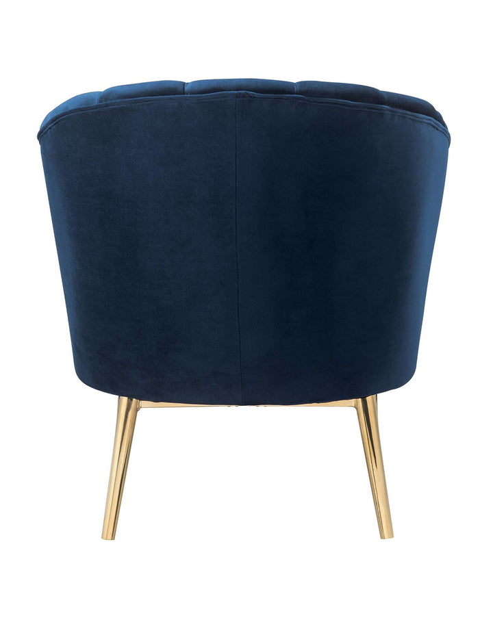 padded seat and back velvet accent chair - Blue
