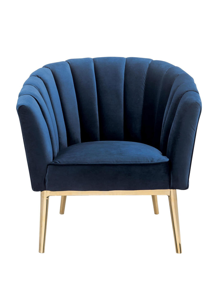 Colla Velvet Accent Chair with Metal Legs - Blue