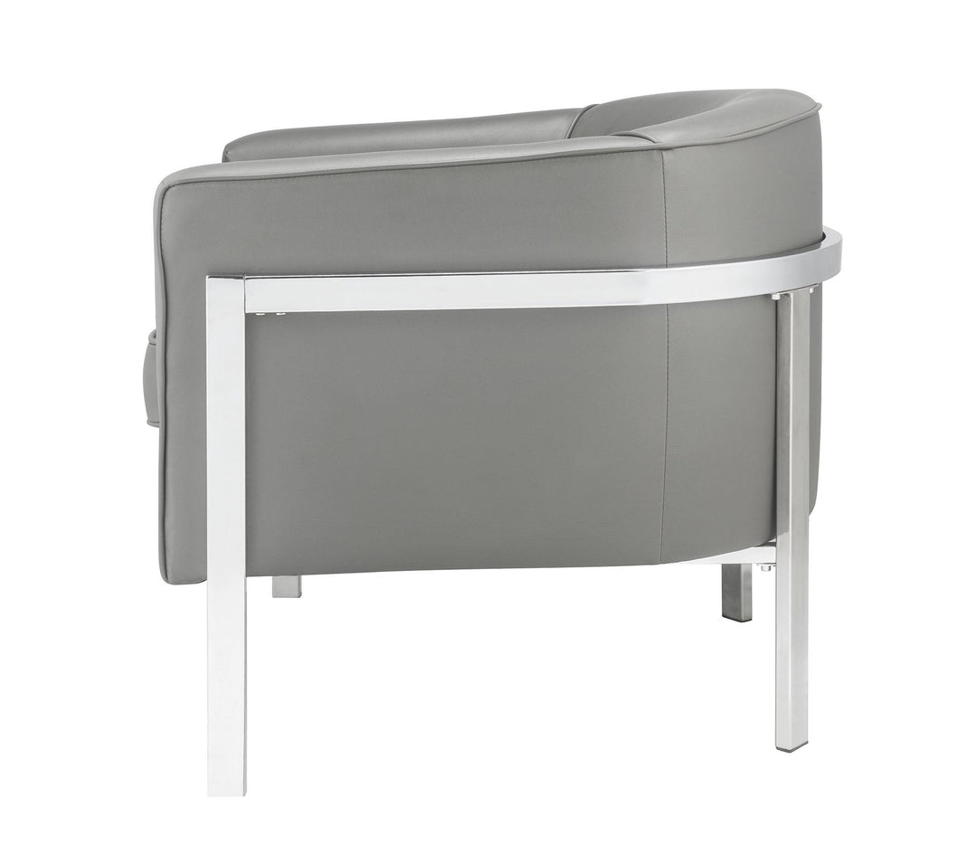 Bucket Accent Chair with Chrome Metal Frame - Gray