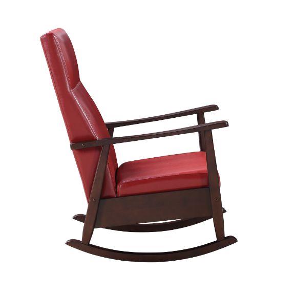 Wooden frame Upholstered Rocking Chair - Red