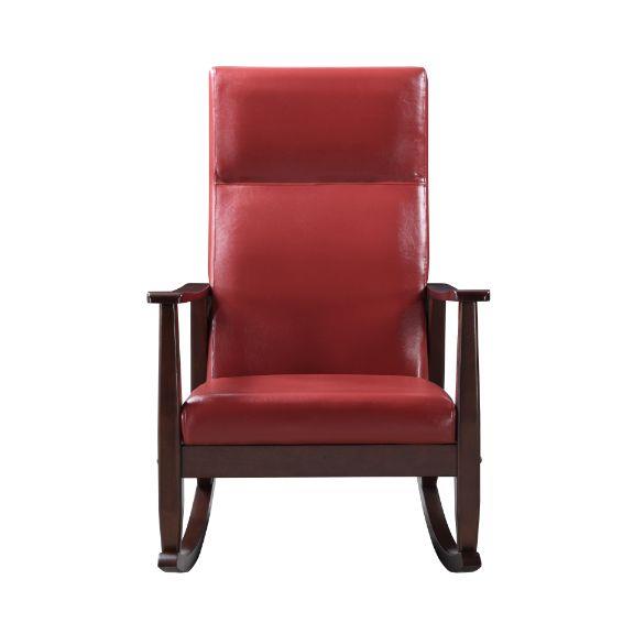 Raina Upholstered Rocking Chair with Wood Frame - Red
