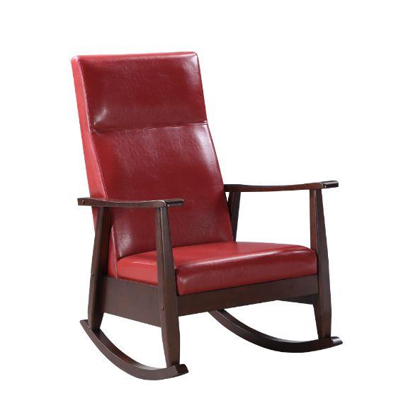 faux leather upholstery rocking chair - Red