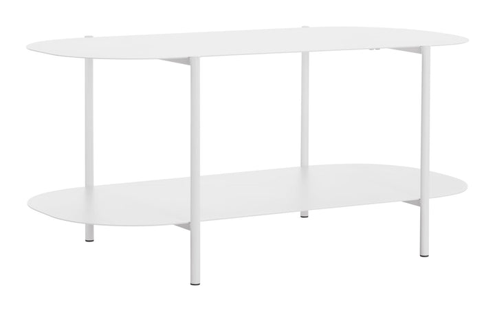 power coated steel fame round coffee table - White