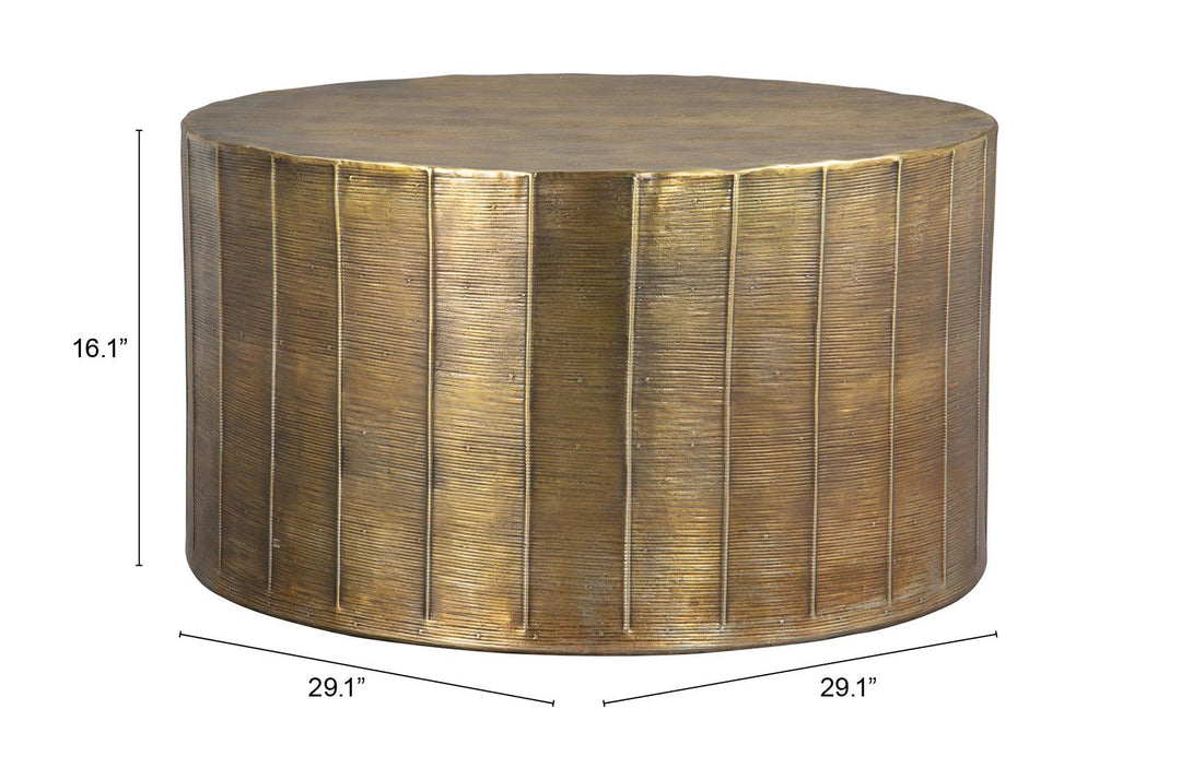 Modern Artisanal Round Coffee Table - Brass