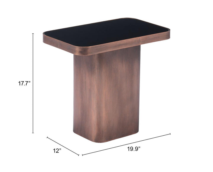 painted glass top Rectangular Side Table - Bronze