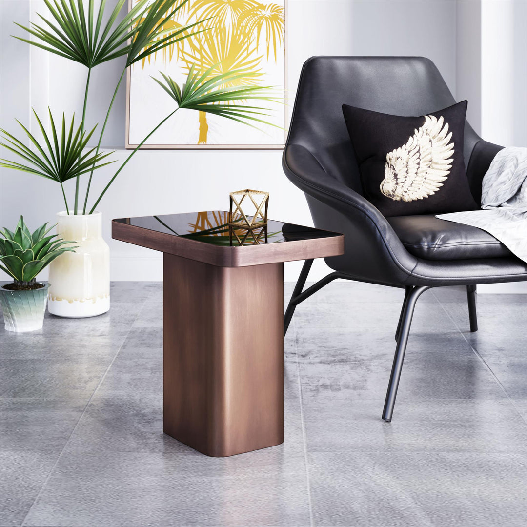 Rectangular Side Table with Steel Frame - Bronze