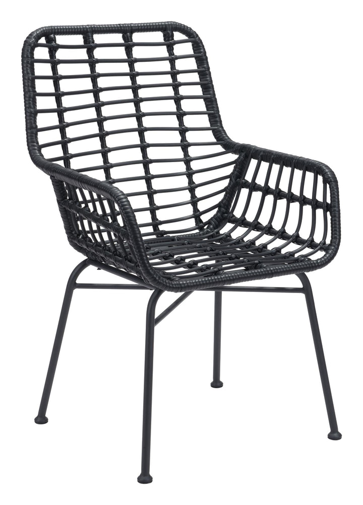 Metal frame and Synthetic weave dining chair - Black