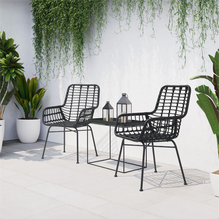 Set of 2 Patio dining chair - Black