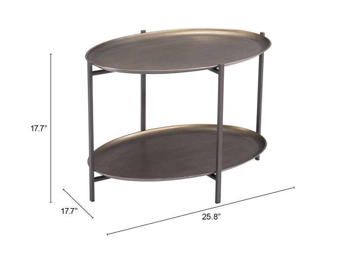 Modern Industrial Round Coffee Table with 2 Tier - Bronze