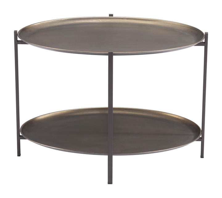 2 Tier Shelves round coffee table - Bronze
