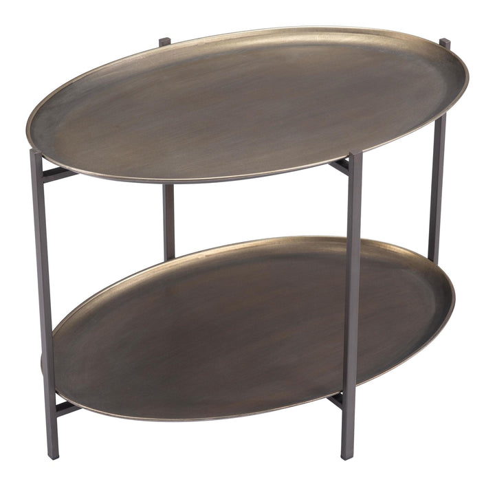 Best Round Coffee Table with 2 Shelves - Bronze