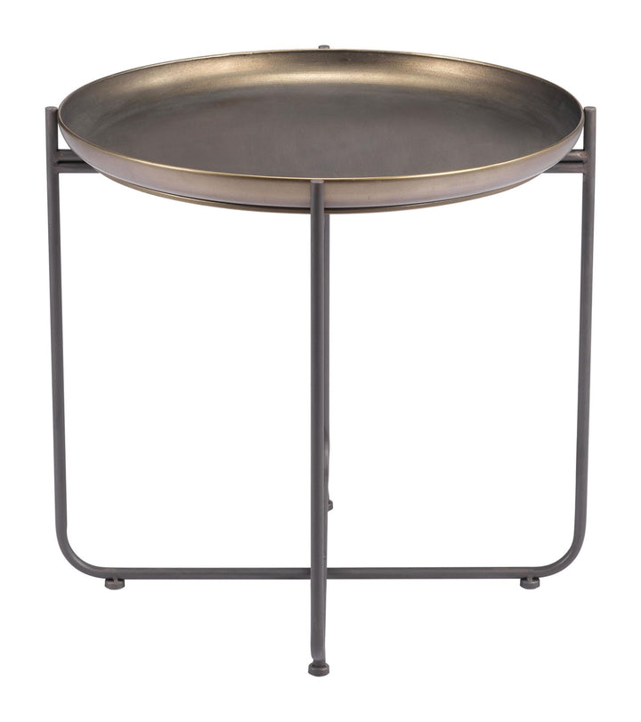 Powder coated steel round side table - Bronze