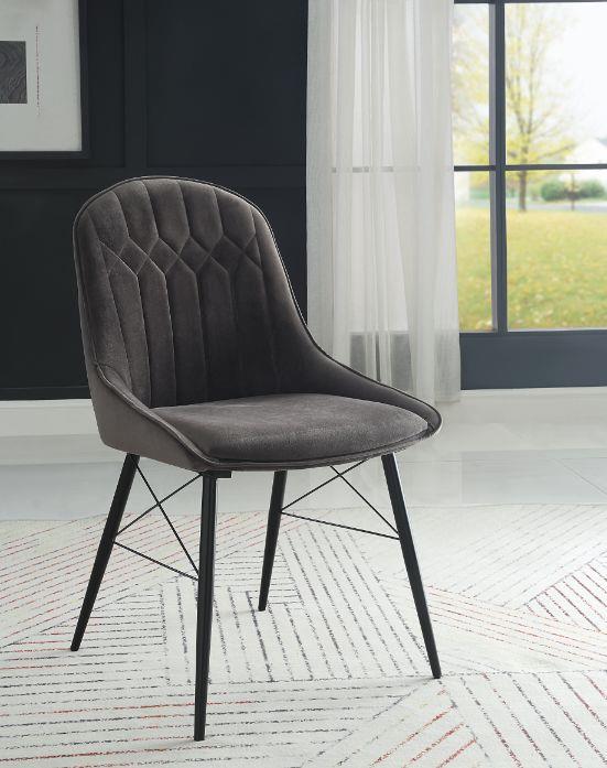 Set of 2 Upholstered Side chairs - Dark Gray