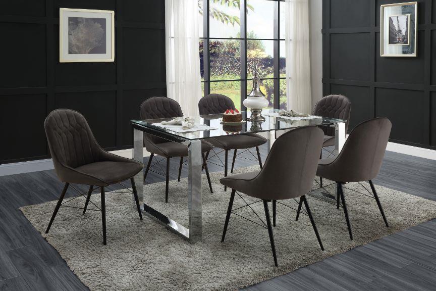 Tempered Glass top Dining Table - Chrome