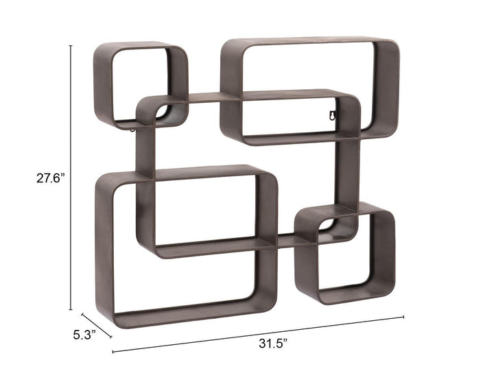 5 Tier Wall Shelf with powder coated Steel - Gray