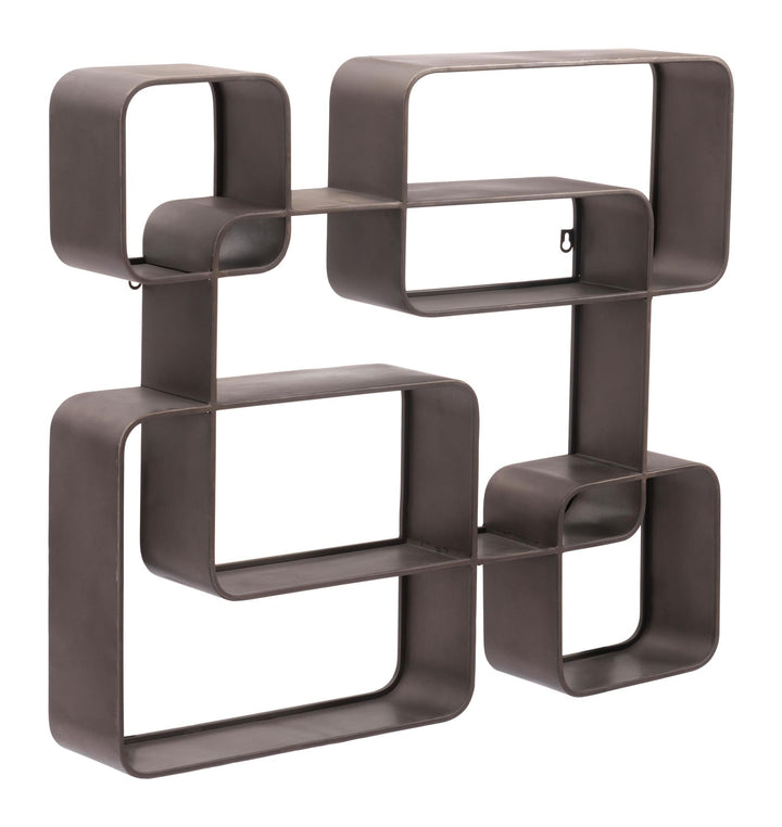 5 Tier Wall Shelf with Steel Frame - Gray