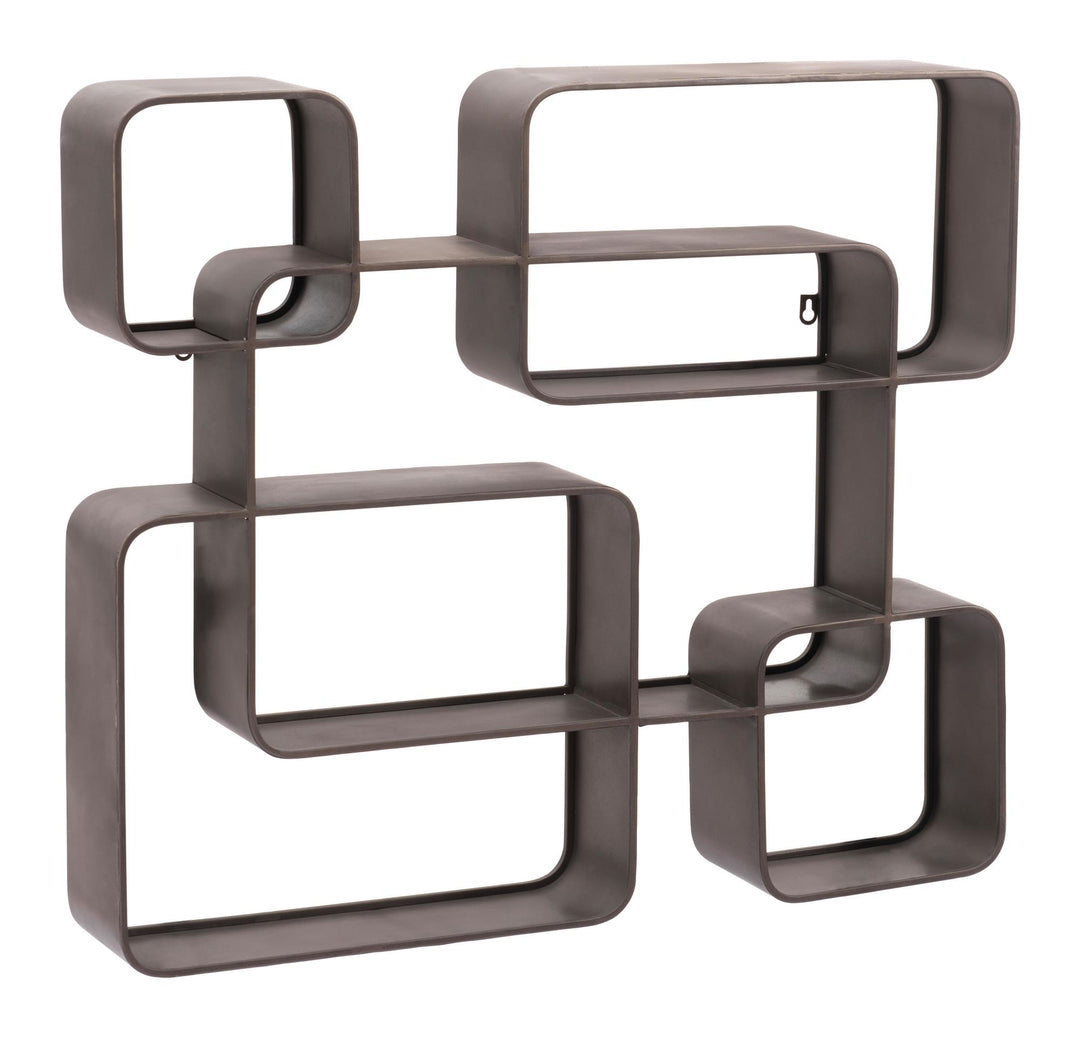 Stylish Steel Frame 5 Tier Wall Shelf - Gray