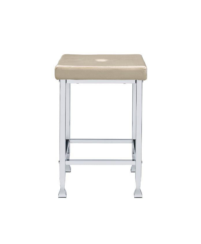 Raine Counter Height Velvet Stool with Chrome Base, Set of 2 - Beige